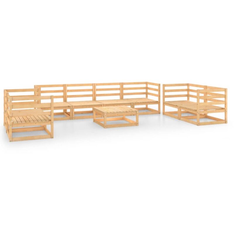 

vidaXL Juego de muebles de jardín 9 piezas madera maciza pino - Marrón