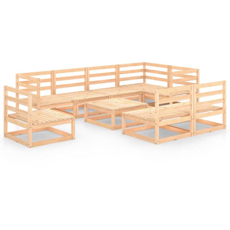 

vidaXL Juego de muebles de jardín 9 piezas madera pino maciza - Marrón