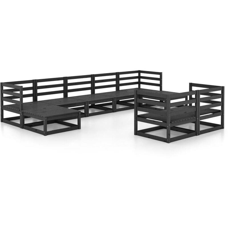 

Vidaxl - Juego de muebles de jardín 9 piezas madera pino maciza - Negro