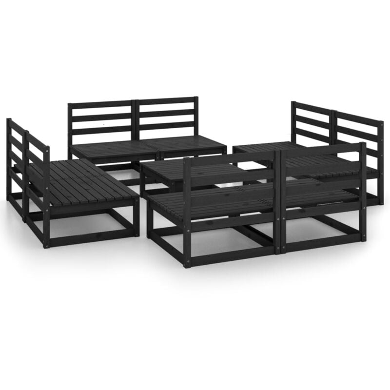

Vidaxl - Juego de muebles de jardín 9 piezas negro madera madera pino - Negro
