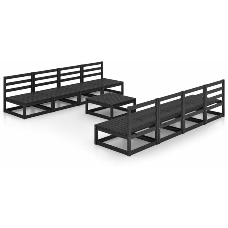 

Vidaxl - Juego de muebles de jardín 9 piezas negro madera madera pino - Negro