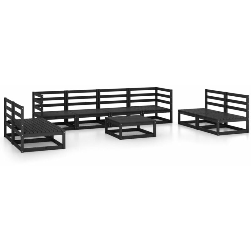 

Vidaxl - Juego de muebles de jardín 9 piezas negro madera madera pino - Negro