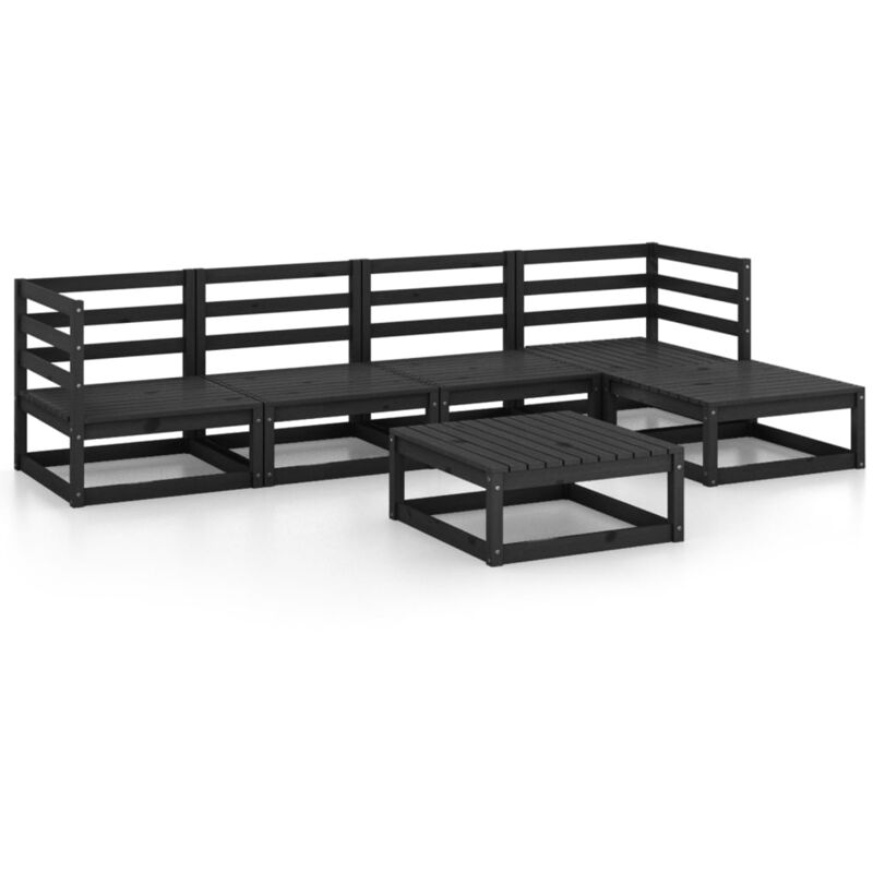 

Vidaxl - Juego de muebles de jardín 9 piezas negro madera pino maciza - Negro