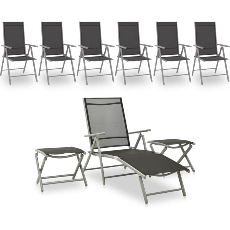 

vidaXL Juego de muebles de jardín 9 piezas negro y plateado - Negro