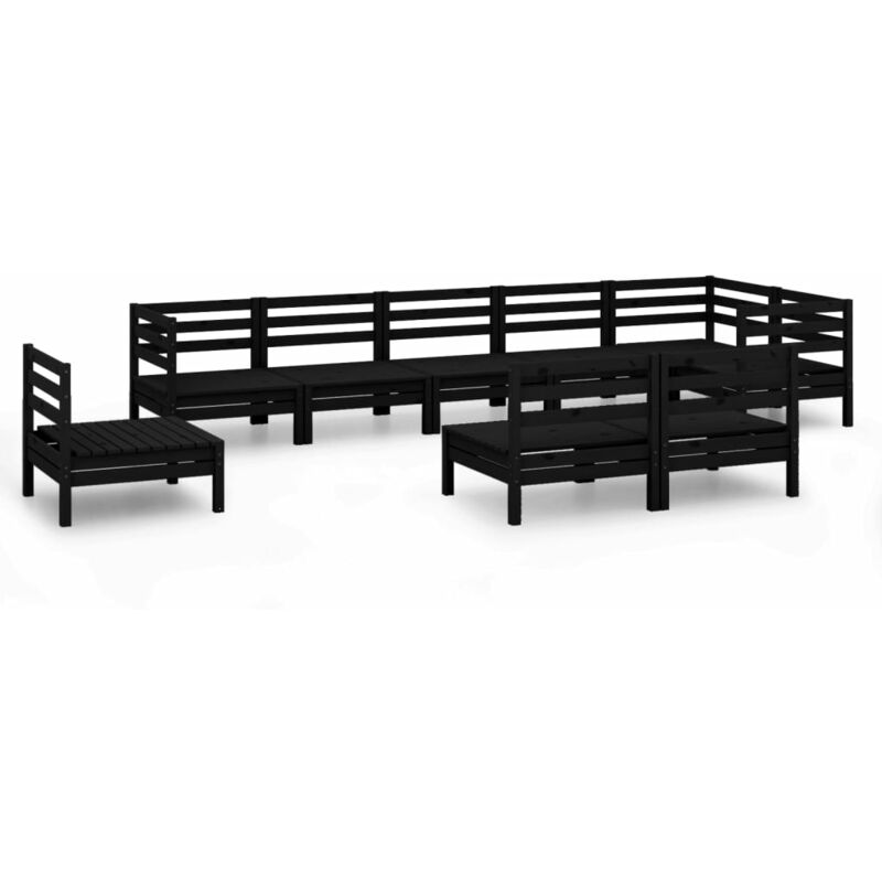 

Vidaxl - Juego de muebles de jardín 9 pzas madera de pino maciza negro - Negro