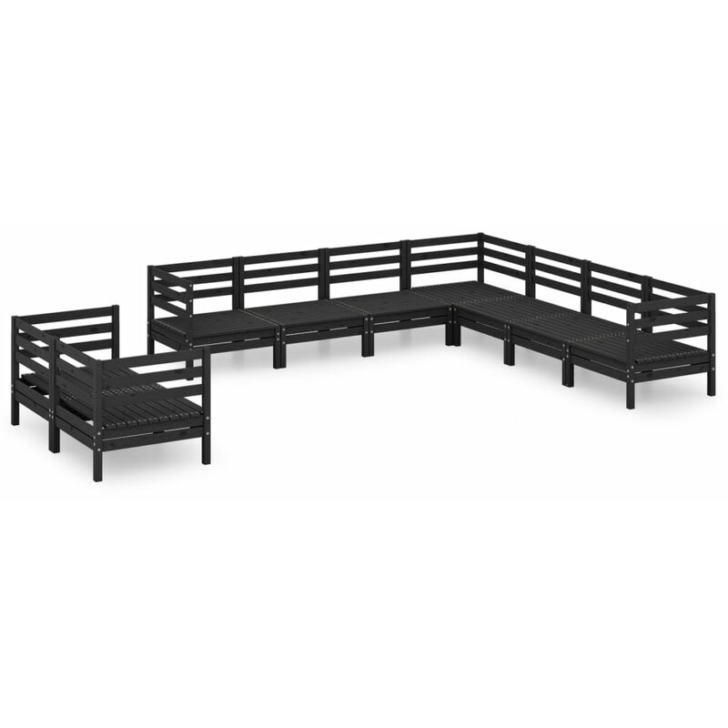 

Vidaxl - Juego de muebles de jardín 9 pzas madera de pino maciza negro - Negro