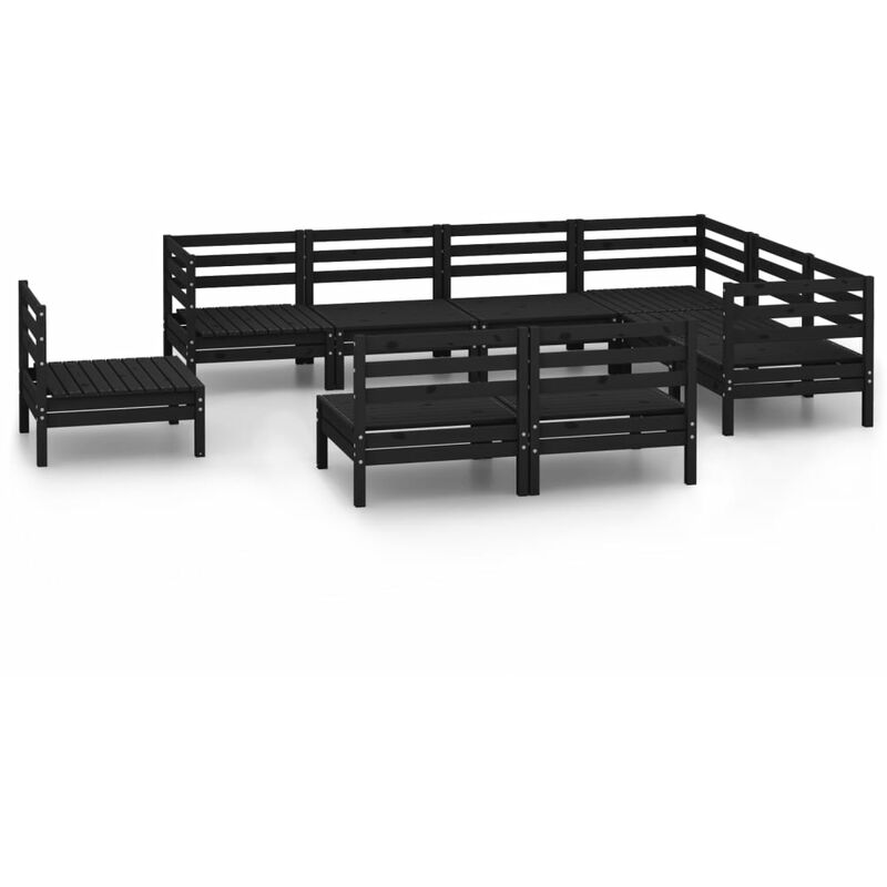 

Vidaxl - Juego de muebles de jardín 9 pzas madera de pino maciza negro - Negro