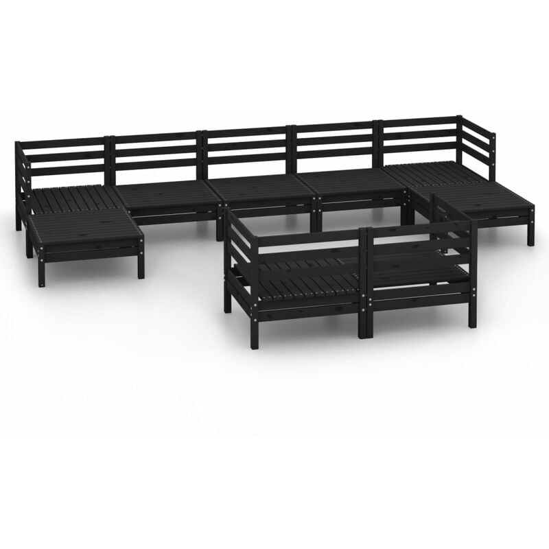 

Vidaxl - Juego de muebles de jardín 9 pzas madera de pino maciza negro - Negro