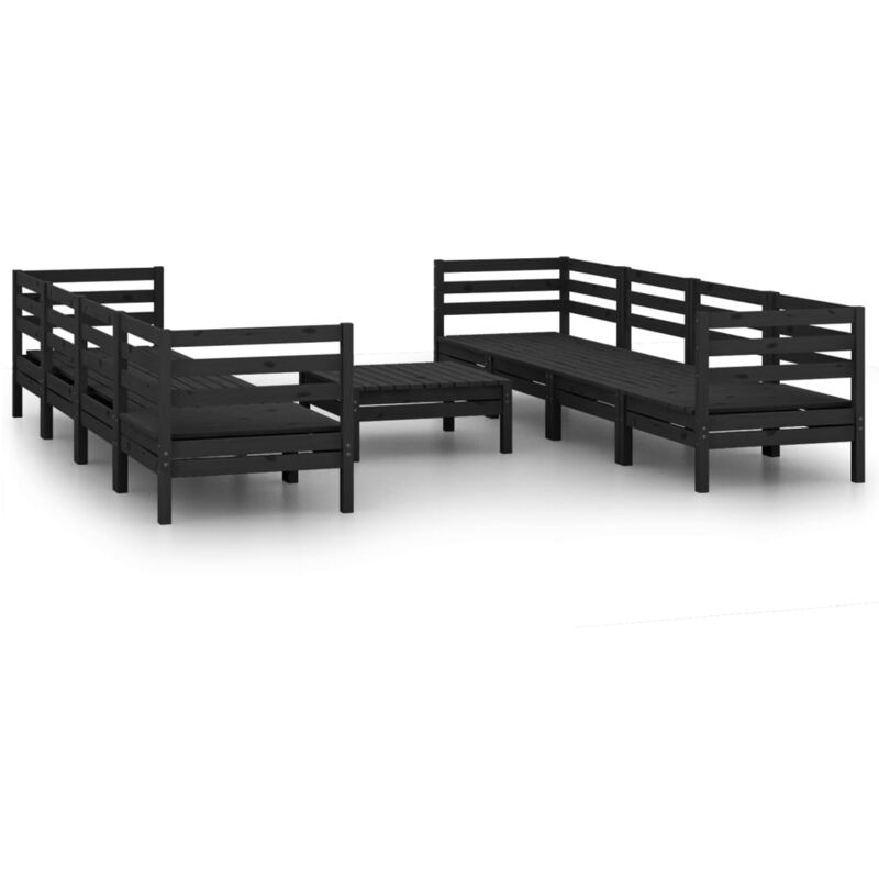 

Vidaxl - Juego de muebles de jardín 9 pzas madera de pino maciza negro - Negro