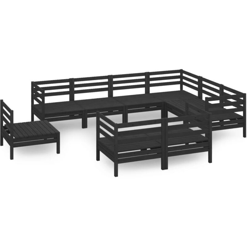 

Vidaxl - Juego de muebles de jardín 9 pzas madera de pino maciza negro - Negro