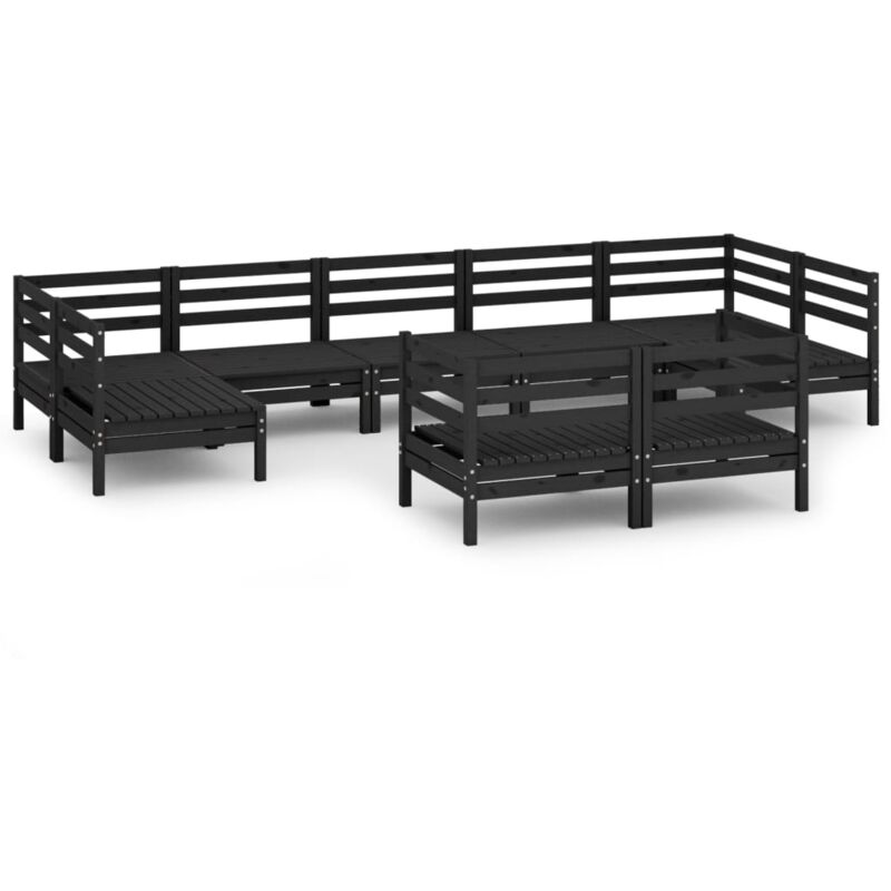 

Vidaxl - Juego de muebles de jardín 9 pzas madera de pino maciza negro - Negro