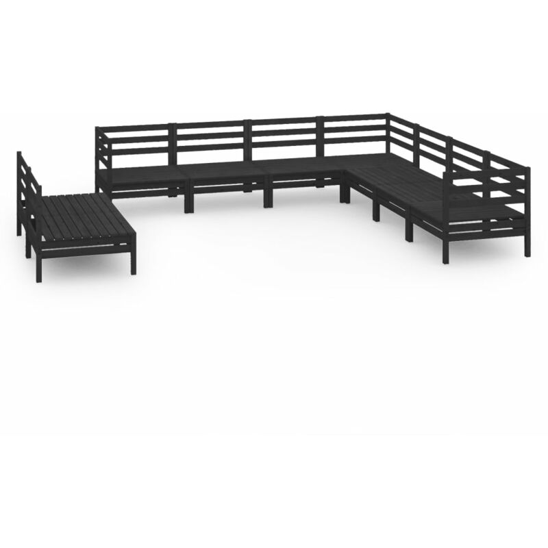 

Vidaxl - Juego de muebles de jardín 9 pzas madera de pino maciza negro - Negro