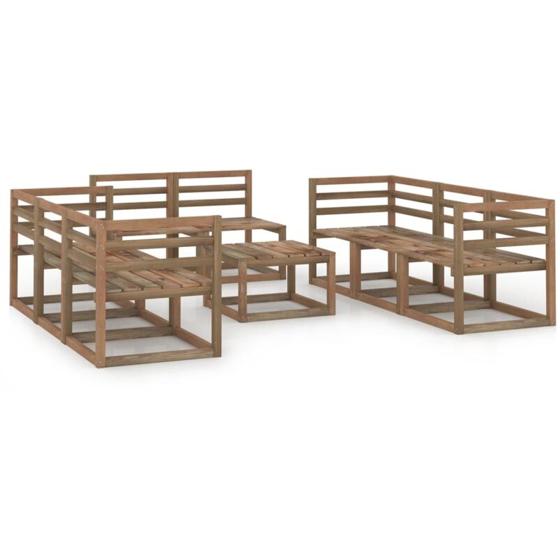 

vidaXL Juego de muebles de jardín 9 pzas madera pino impregnada marrón - Marrón