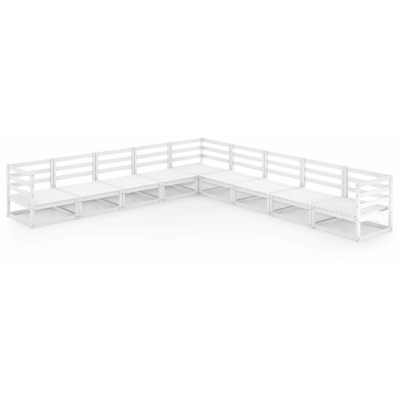 

vidaXL Juego de muebles de jardín 9 pzas y cojines blanco madera pino - Blanco