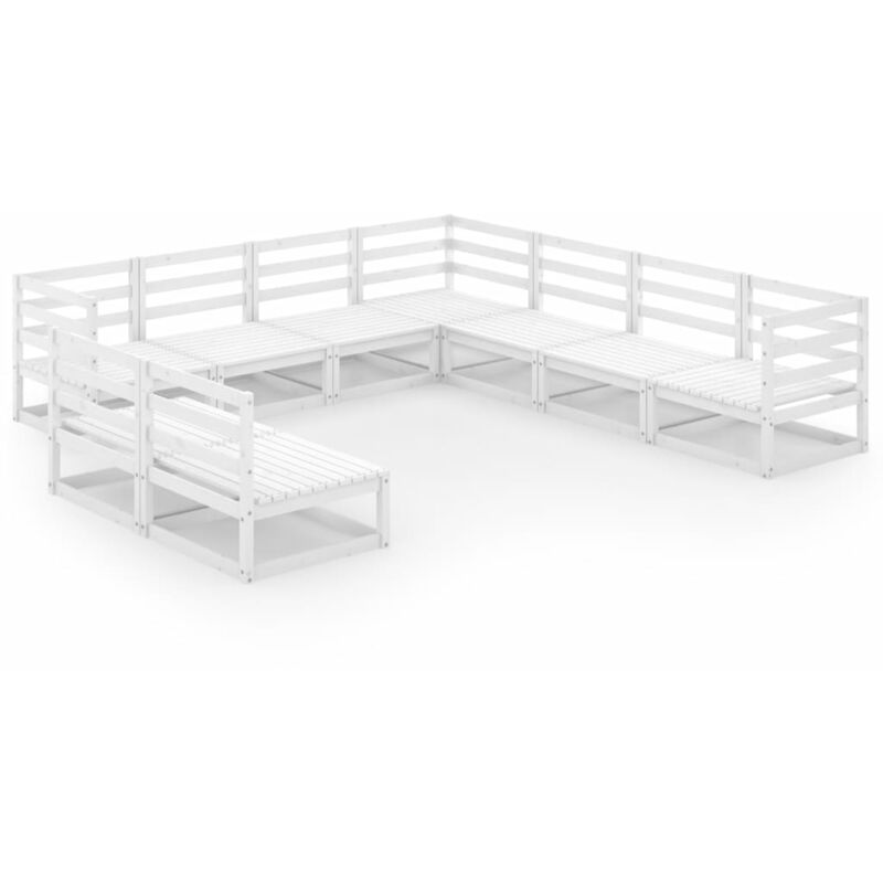 

Vidaxl - Juego de muebles de jardín 9 pzas y cojines blanco madera pino - Blanco