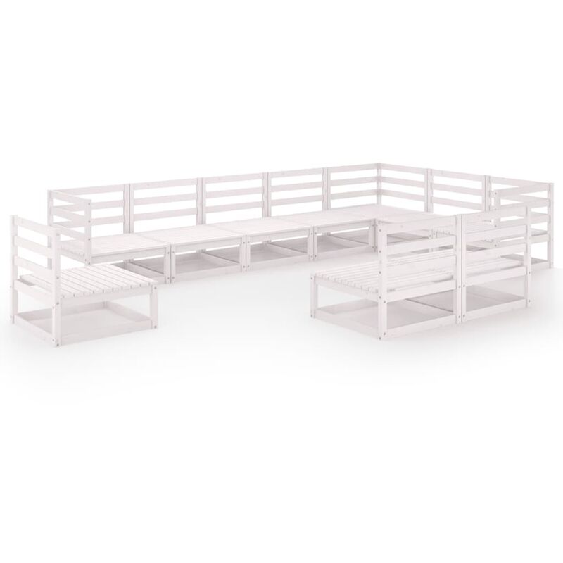 

Vidaxl - Juego de muebles de jardín 9 pzas y cojines blanco madera pino - Blanco
