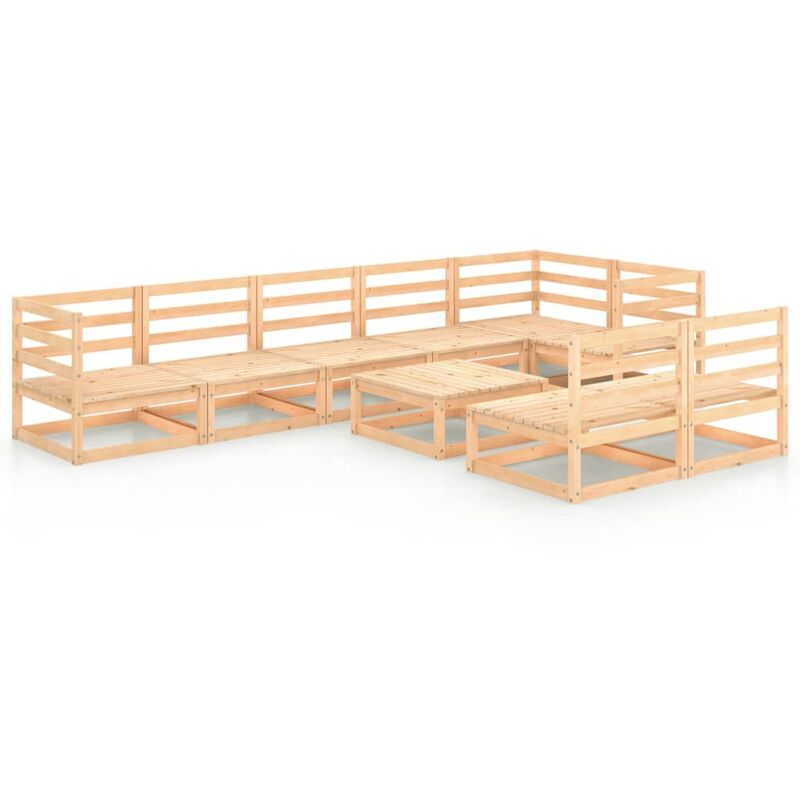 

vidaXL Juego de muebles de jardín 9 piezas madera pino maciza - Marrón