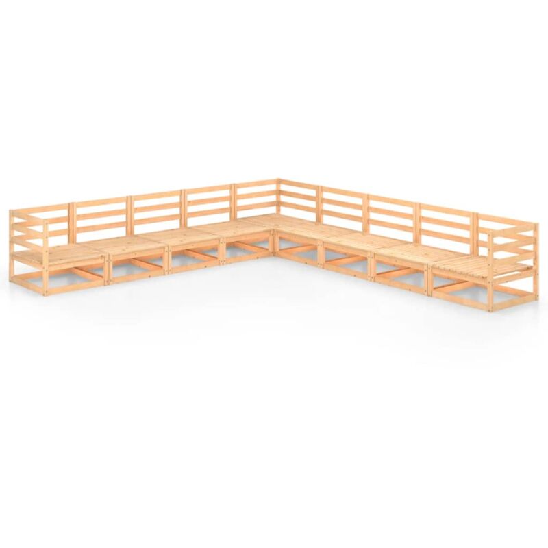 

vidaXL Juego de muebles de jardín 9 pzas y cojines madera pino maciza - Marrón
