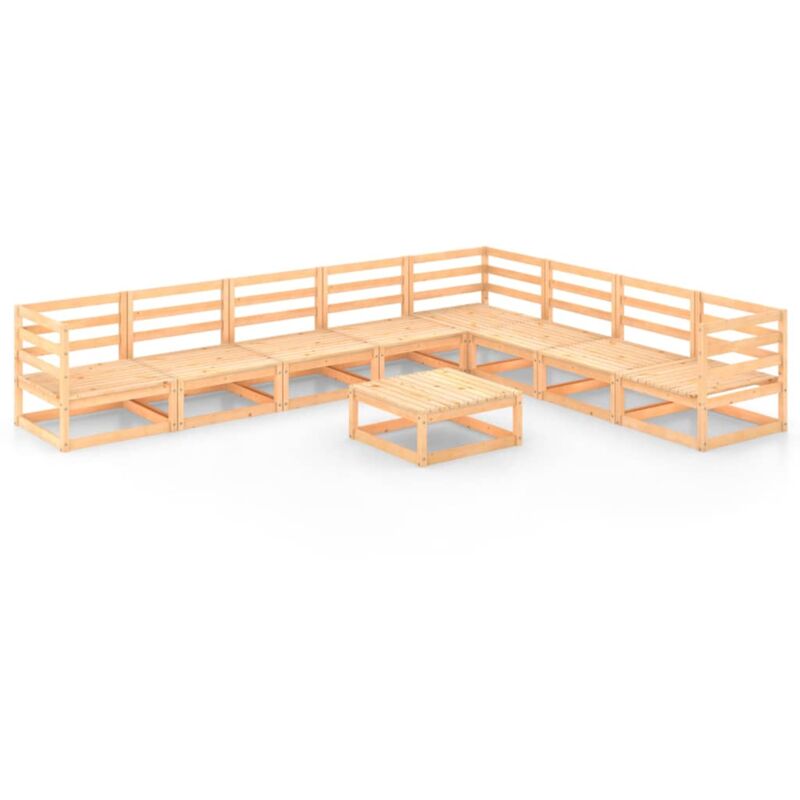 

vidaXL Juego de muebles de jardín 9 pzas y cojines madera pino maciza - Marrón