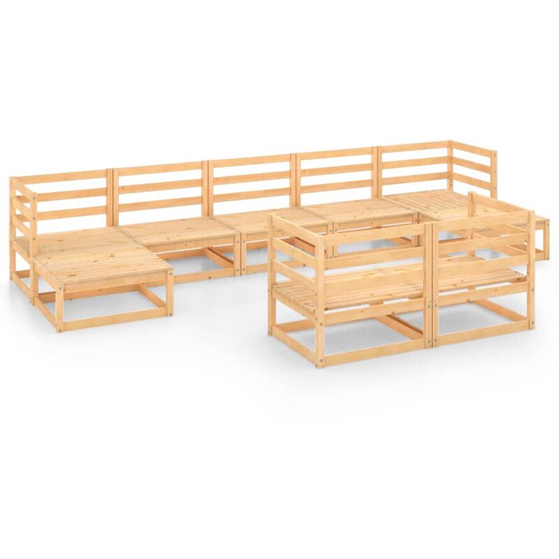 

vidaXL Juego de muebles de jardín 9 piezas madera pino maciza - Marrón