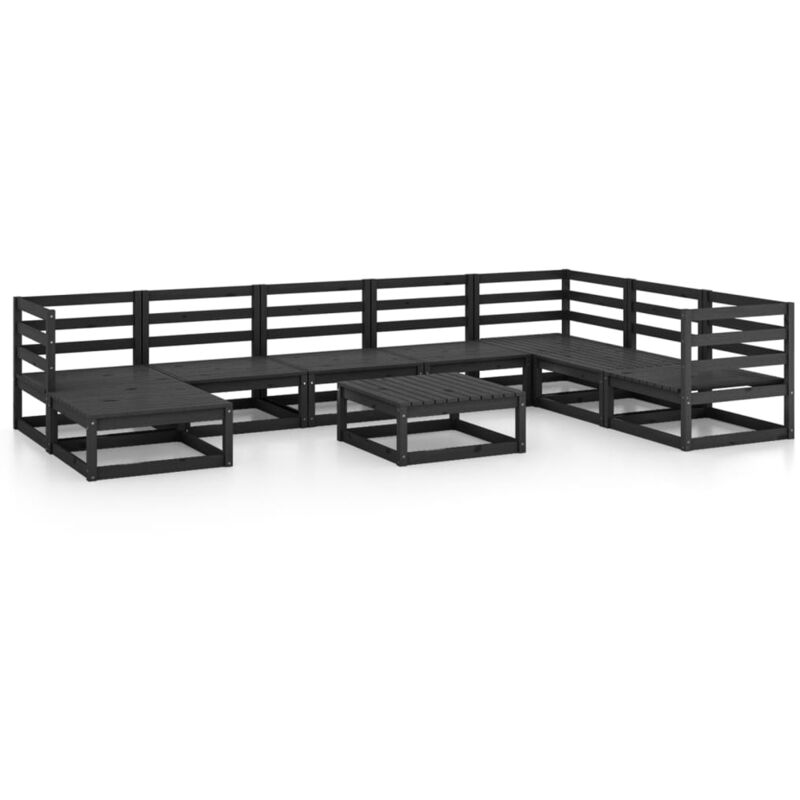 

Vidaxl - Juego de muebles de jardín 9 pzas y cojines negro madera pino - Negro