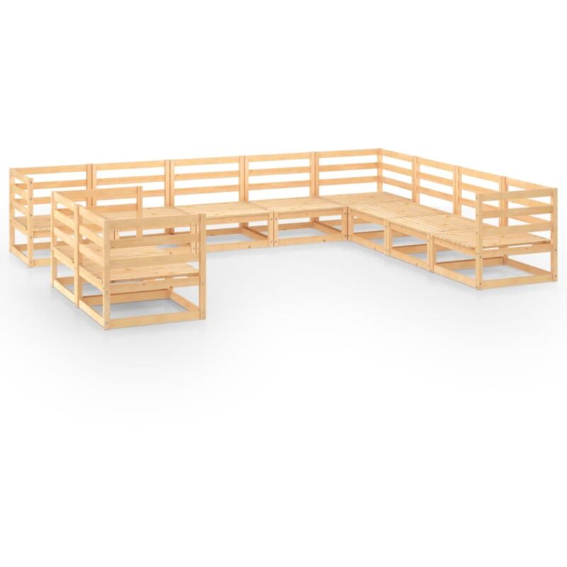 

vidaXL Juego de muebles de jardín de 10 piezas madera maciza de pino - Marrón