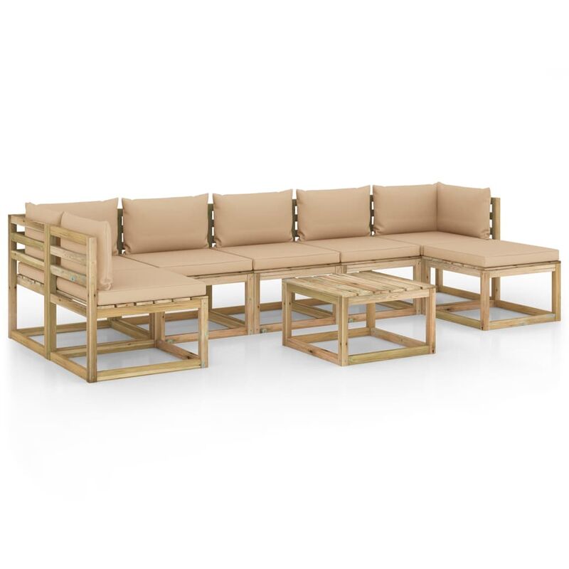 

Vidaxl - Juego de muebles jardín 8 pzas cojines madera pino impregnado - Marrón