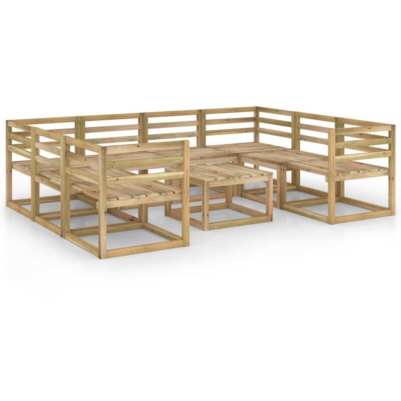 

vidaXL Juego de muebles jardín 9 pzas verde madera pino impregnado - Marrón