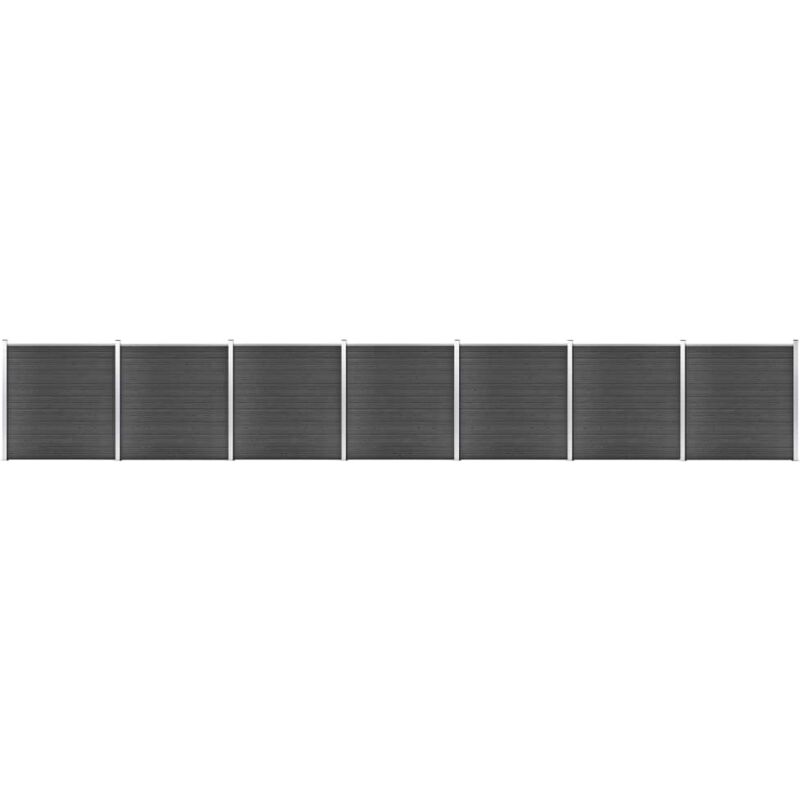 

vidaXL Juego de paneles de valla WPC negro 1218x186 cm - Negro