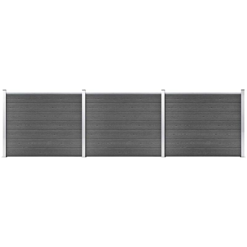 

vidaXL Juego de paneles de valla WPC negro 526x146 cm - Negro