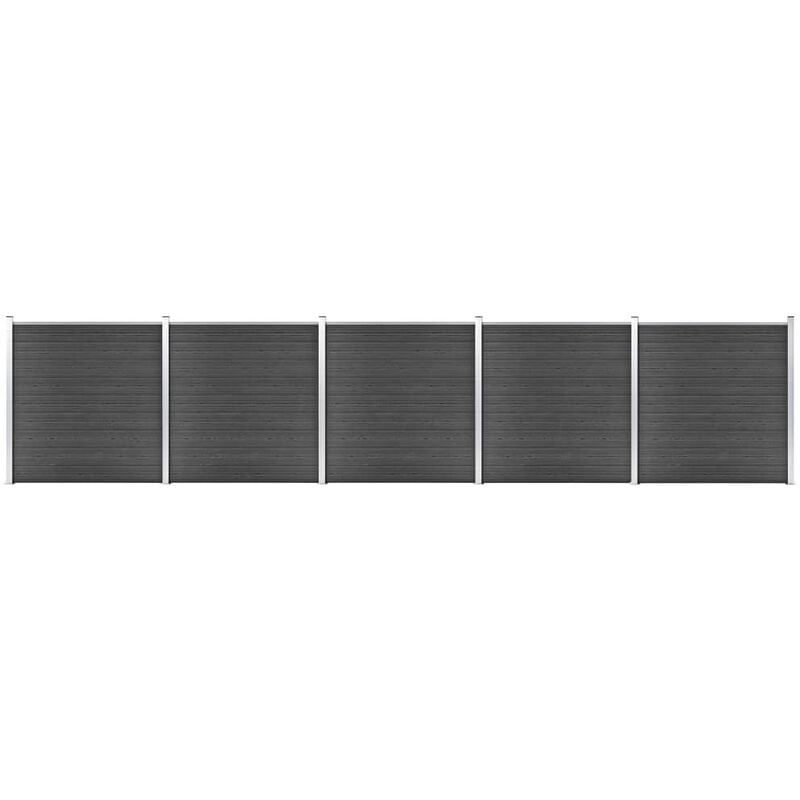 

vidaXL Juego de paneles de valla WPC negro 872x186 cm - Negro