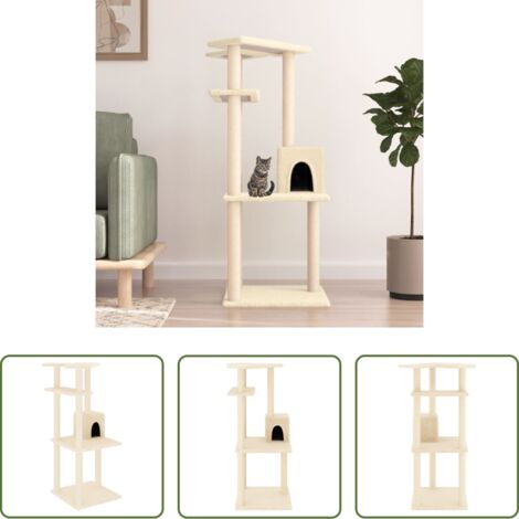 vidaXL Juego de rascadores -  Rascador para gatos con postes de sisal color crema 123 cm
