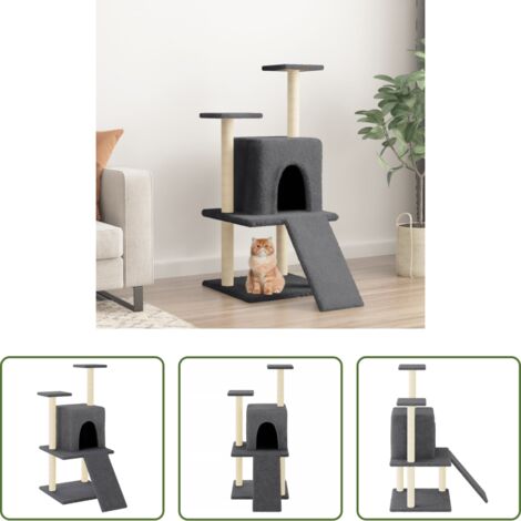 vidaXL Juego de rascadores -  Rascador para gatos con postes de sisal gris oscuro 110 cm