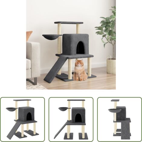 vidaXL Juego de rascadores -  Rascador para gatos con postes de sisal gris oscuro 96,5 cm