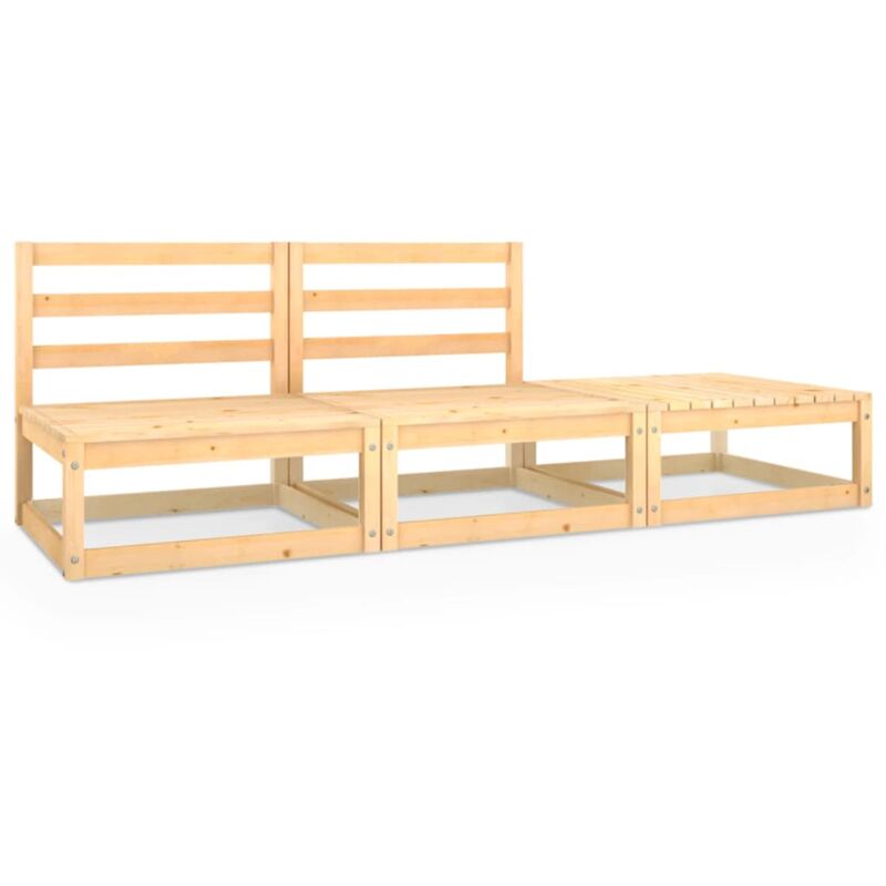 

vidaXL Juego de salón de jardín 3 piezas macizo pino - Marrón