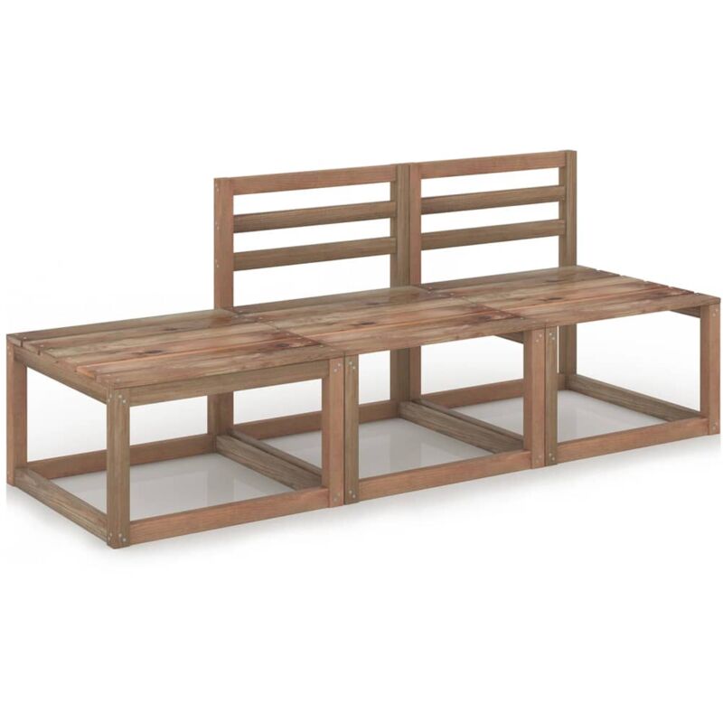 

vidaXL Juego de salón de jardín 3 piezas madera pino impregnada marrón - Marrón
