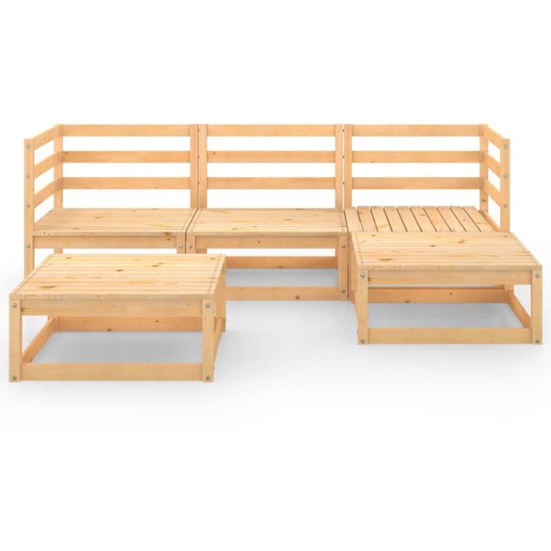 

vidaXL Juego de salón de jardín 5 piezas madera maciza pino - Marrón