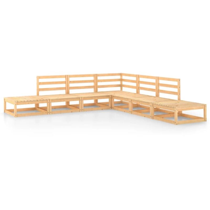 

vidaXL Juego de salón de jardín 7 piezas madera maciza de pino - Marrón
