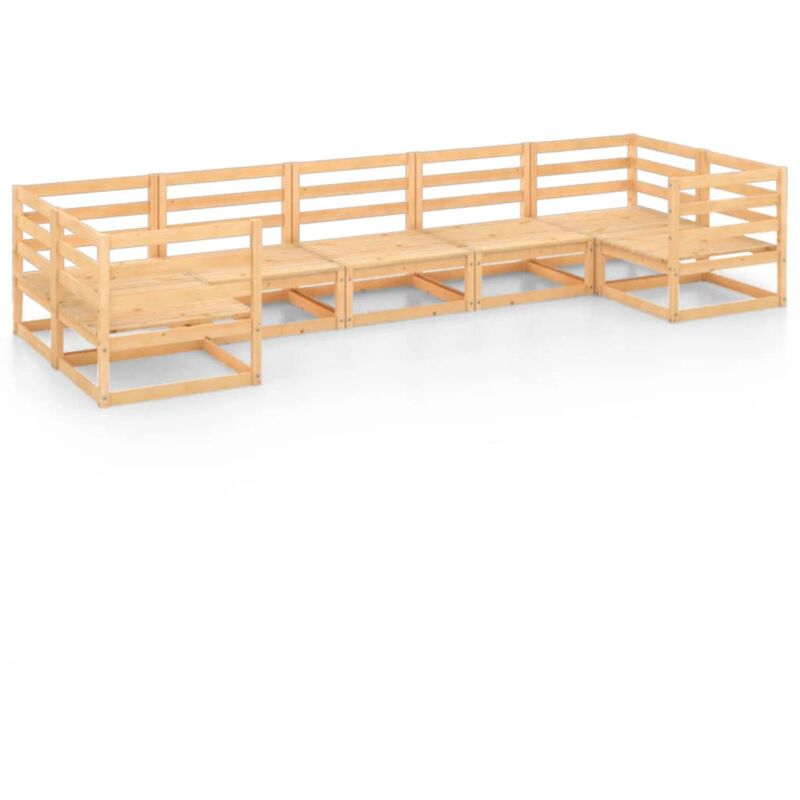 

vidaXL Juego de salón de jardín 7 piezas madera maciza de pino - Marrón