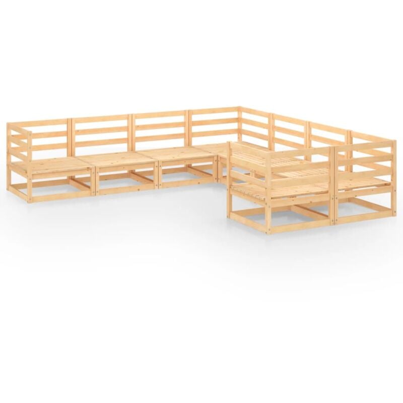 

vidaXL Juego de salón de jardín 8 piezas madera maciza de pino - Marrón