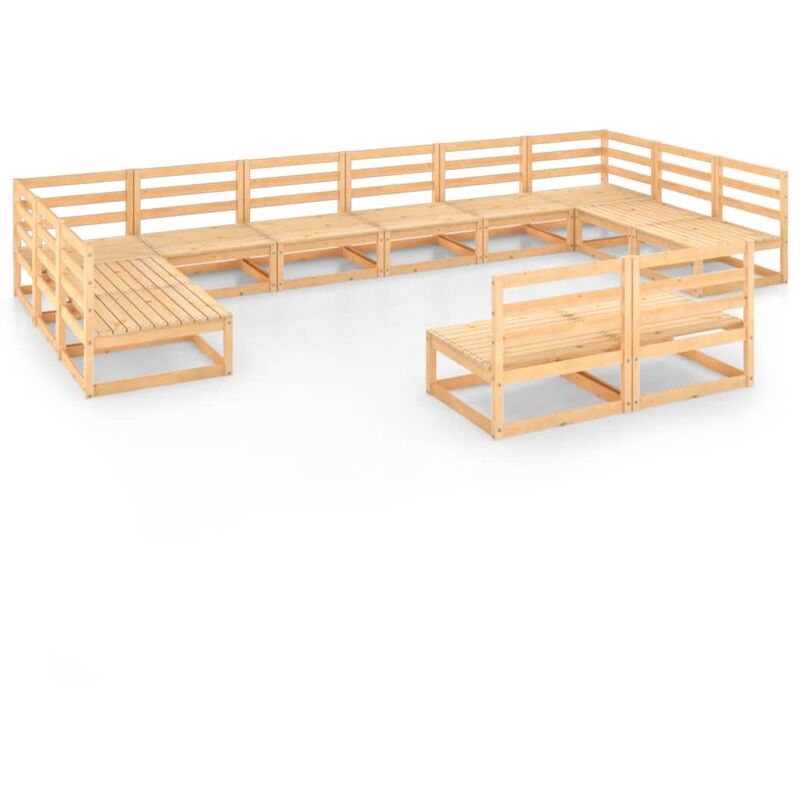 

vidaXL Juego de salón de jardín de 12 piezas madera maciza de pino - Marrón