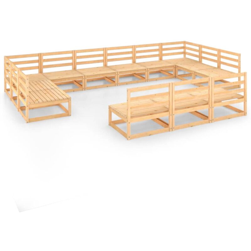 

vidaXL Juego de salón de jardín de 13 piezas madera maciza de pino - Marrón