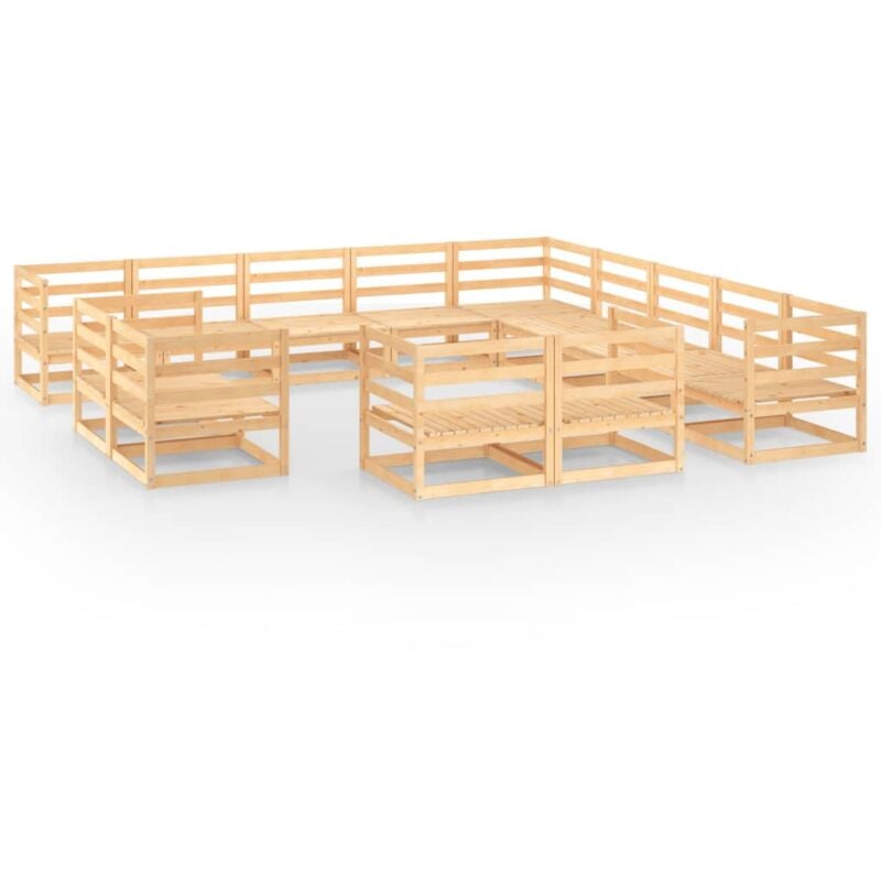 

vidaXL Juego de salón de jardín de 13 piezas madera pino maciza - Marrón