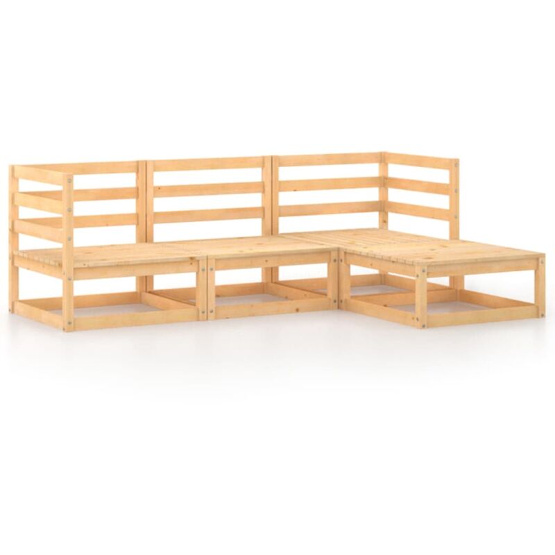 

vidaXL Juego de salón de jardín de 4 piezas madera maciza de pino - Marrón