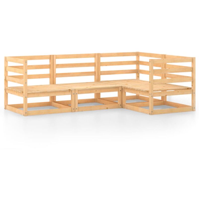 

Vidaxl - Juego de salón de jardín 4 piezas madera maciza de pino - Marrón