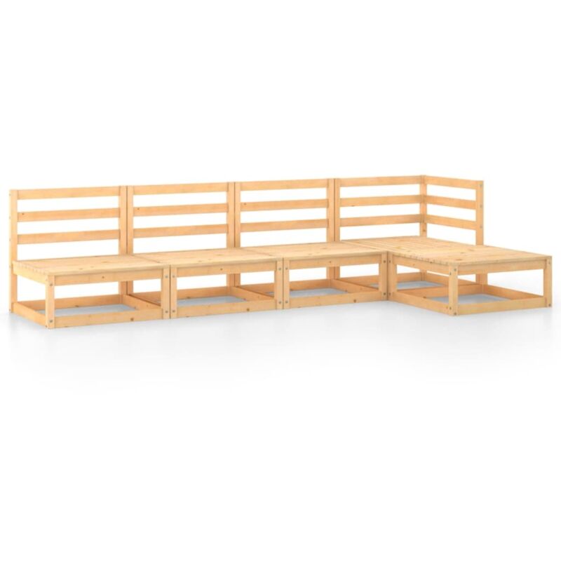 

vidaXL Juego de salón de jardín 5 piezas madera maciza de pino - Marrón