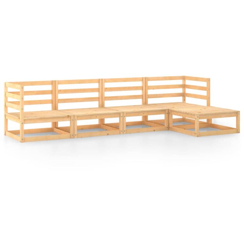 

vidaXL Juego de salón de jardín 5 piezas madera maciza de pino - Marrón
