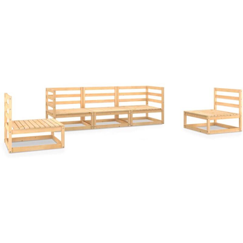 

vidaXL Juego de salón de jardín 5 piezas madera maciza de pino - Marrón
