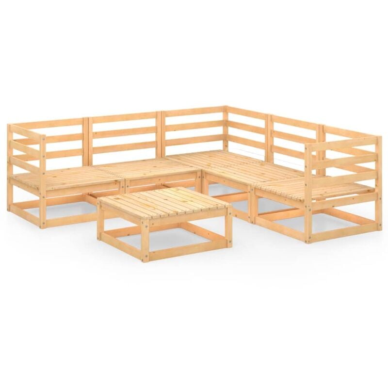 

vidaXL Juego de salón de jardín 6 piezas madera maciza de pino - Marrón