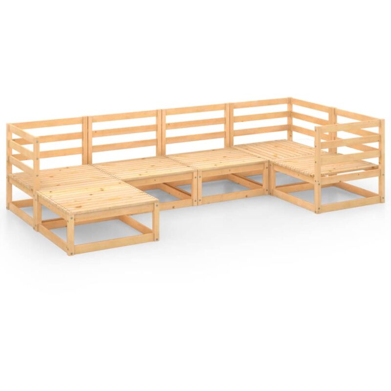 

vidaXL Juego de salón de jardín 6 piezas madera maciza de pino - Marrón